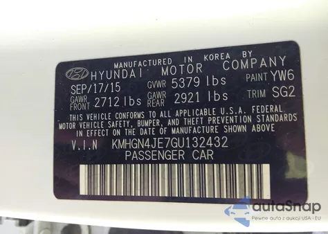 2016 Hyundai Genesis 3.8 из США, поврежденный, VIN KMHGN4JE7GU132432